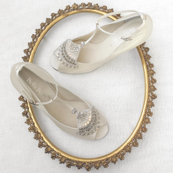 Hochzeit - Art Deco Ivory Wedding Shoes