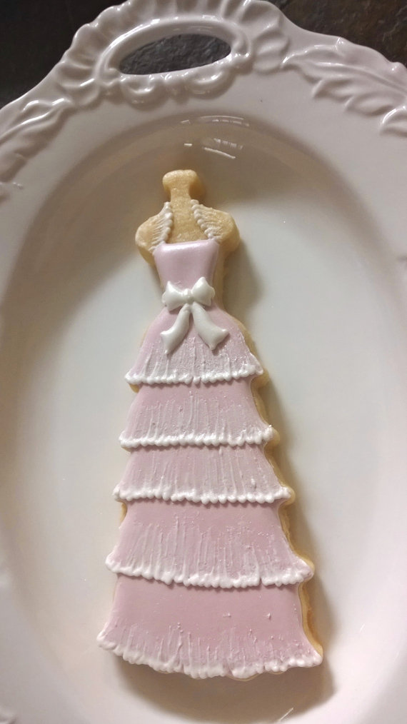 Hochzeit - 10  Mermaid Gown Cookies-Lace Wedding Dress Cookies,  Bridal Shower Cookies, - New