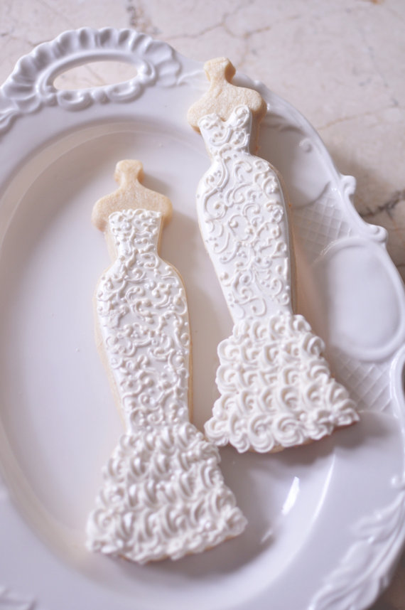 Hochzeit - 10 Mermaid Gown Lace Wedding Dress Cookies