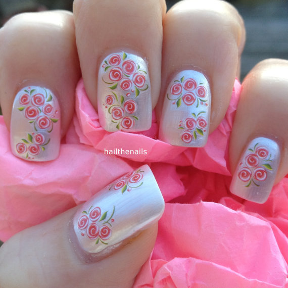 Свадьба - Nail WRAPS Nail Art Water Transfers Decals