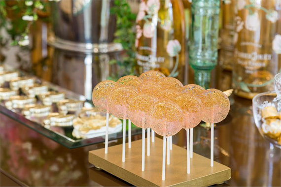 Wedding - Light Pink and Gold Ombre Lollipops, Hard Candy Lollipops, Candy Lollipop, Wedding Lollipops, Sweet Caroline Confections, -Set of Six - New