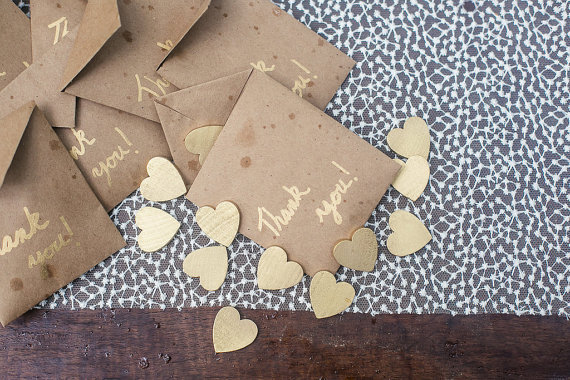 Mariage - Golden Thank You Hearts for Guests
