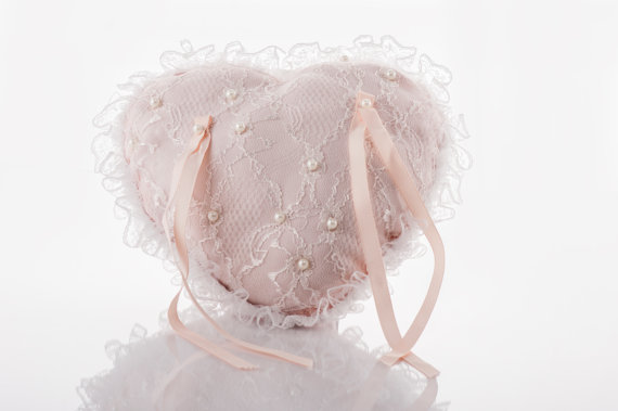 Свадьба - Wedding Ring Pillow - Ring Bearer Pillow - Bridal Ring Pillow - Wedding Accessories - Bridal Accessories - Pink Ring Pillow - New