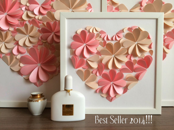 Mariage - Modern Guest Book - 3d Heart Guest Book - Pink Guest Book by MIO GALLERY - New