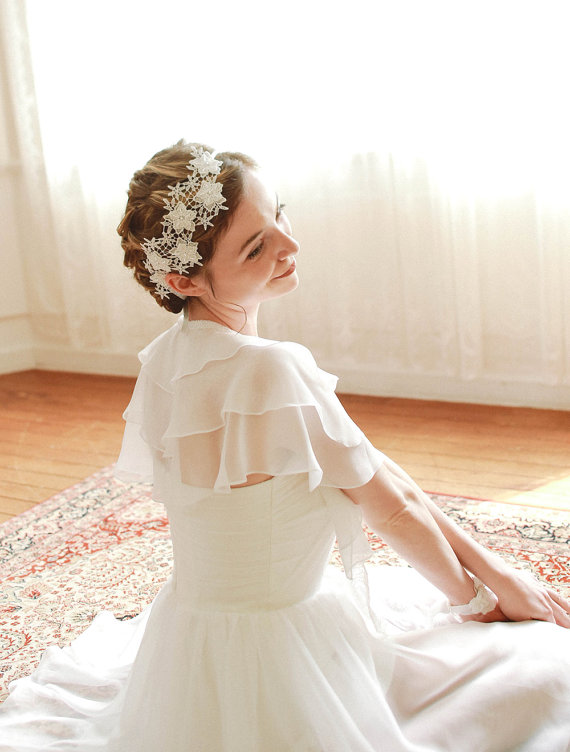 زفاف - Lace wedding headband, bridal headband, wedding headpiece, wedding hair, bridal lace headwrap - style 218 - New