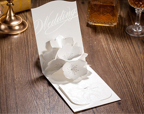 زفاف - Flower Printable Wedding Invitations Set with Customize Design Pop Up flowers- Pack of 50 - New