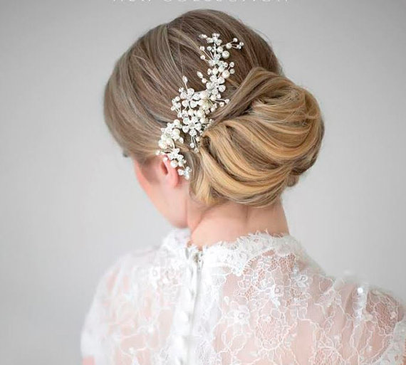 زفاف - Bridal Pearl Hair Comb, Wedding Hair Comb, Crystal & Pearl Hair Comb, Bridal Head Piece - New