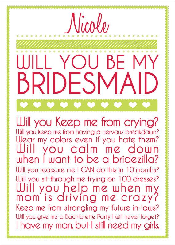 Hochzeit - Bridesmaid Card - New