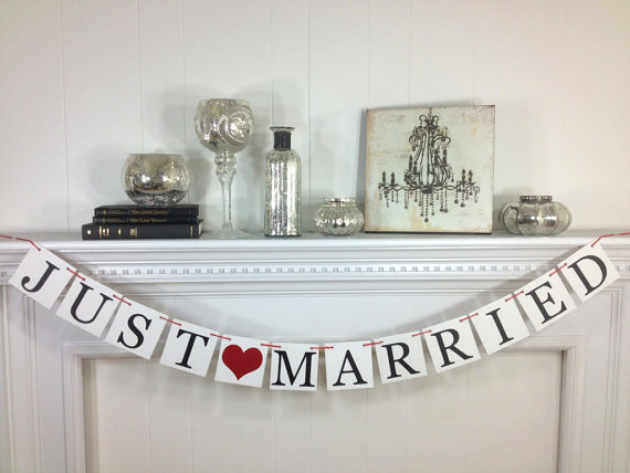 Wedding - Just Married Banner - All Capital - Wedding Decoration - Just Married Car Sign - Wedding Photo Prop - New
