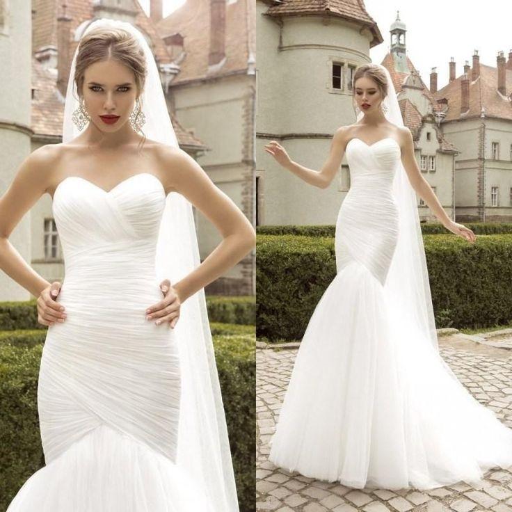 Свадьба - Mermaid Wedding Dress Tulle Bridal Gown Custom Size 2 4 6 8 10 12 14 16 18 20