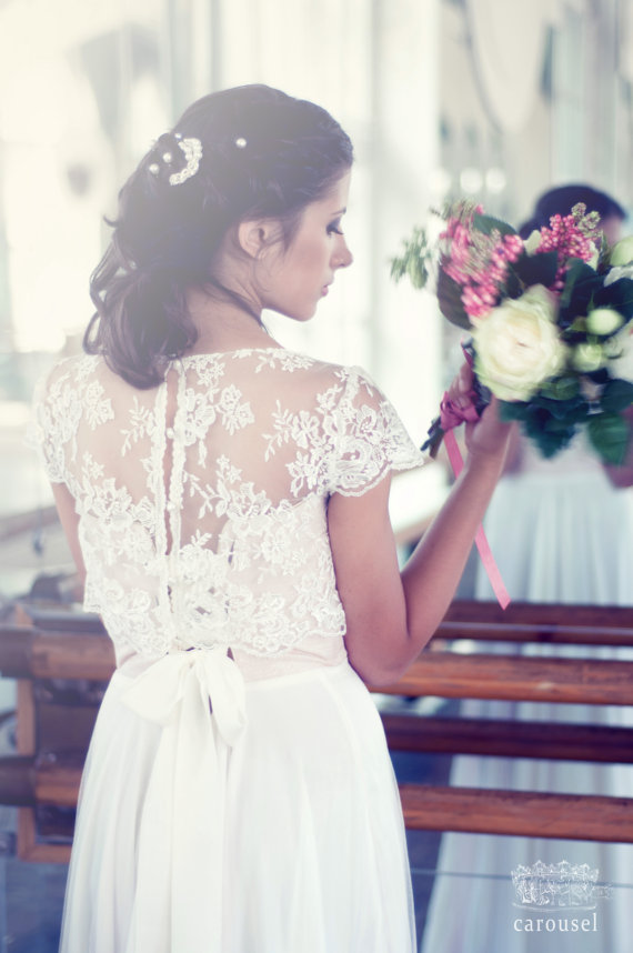 Hochzeit - Blush wedding dress // Fleur // 2 pieces - New