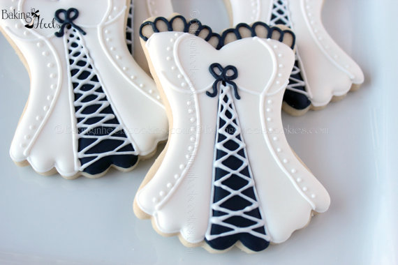 Wedding - Bridal Lingerie Shower Decorated Cookie Favors, Bridal Shower Corset Cookies, Corset Cookies, Risque Cookies, Bachelorette Party, Bridal - New