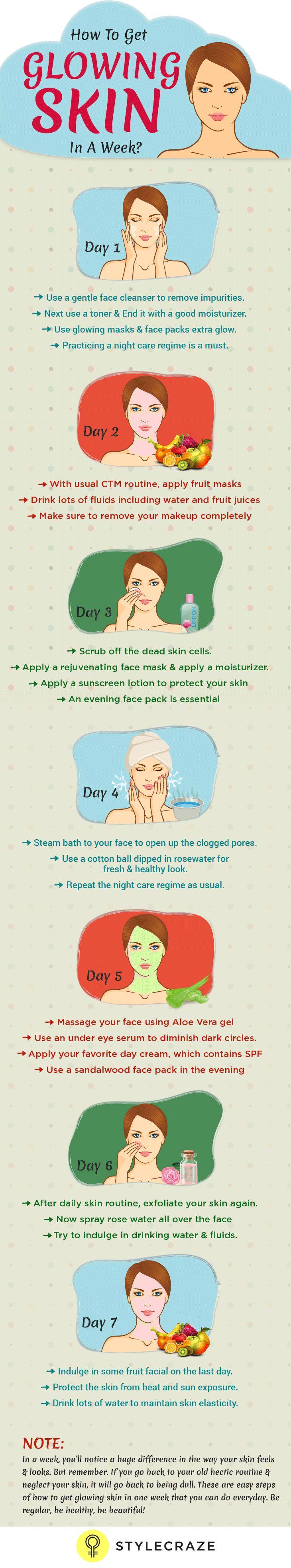 Hochzeit - How To Get Glowing Skin In 7 Days - With Day By Day Instructions