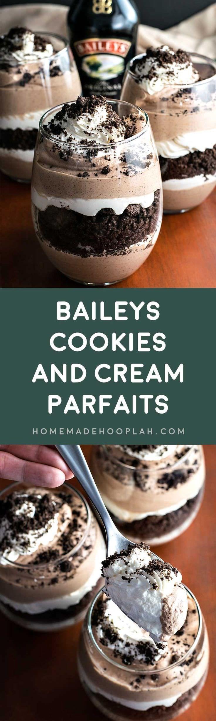 Hochzeit - Baileys Cookies And Cream Parfaits