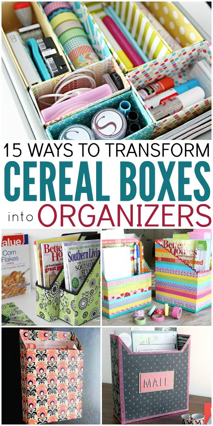 Hochzeit - 15 Ways You Can Transform Cereal Boxes Into Organizers
