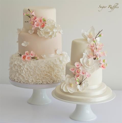 Hochzeit - Cherry Blossom Wedding Cakes