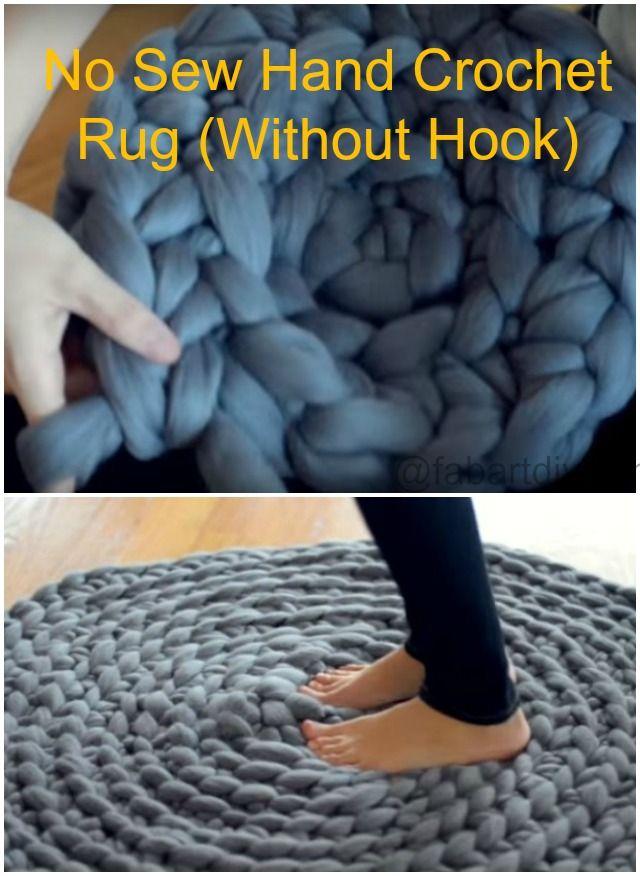 زفاف - DIY No Sew Hand Crochet Rug Without Hook (Video)