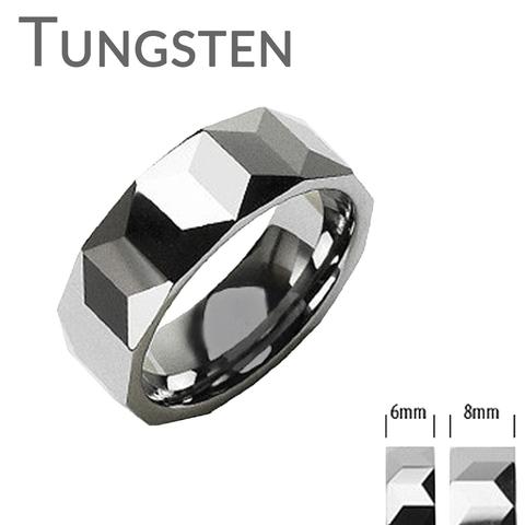 زفاف - Shadow Play - Prism Cut Stylish Tungsten Carbide Comfort Fit Ring
