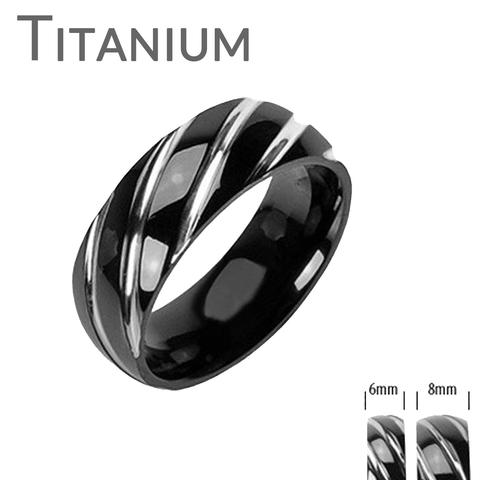 Wedding - Vortex - Twister Sliding Alternative Design Black Titanium Comfort Fit Ring