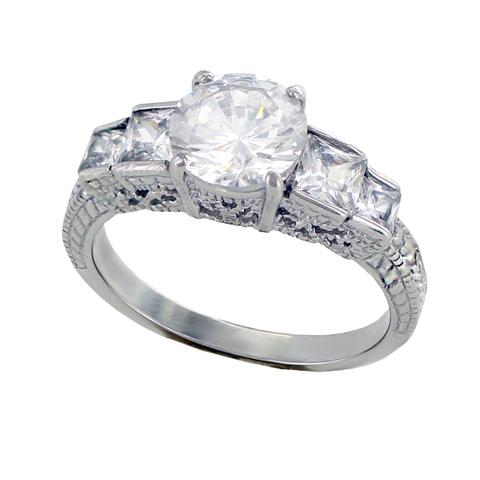 Mariage - Lovable - Quality Craftsmanship Engagement Ring with Round Cut Cubic Zirconia Center Stone