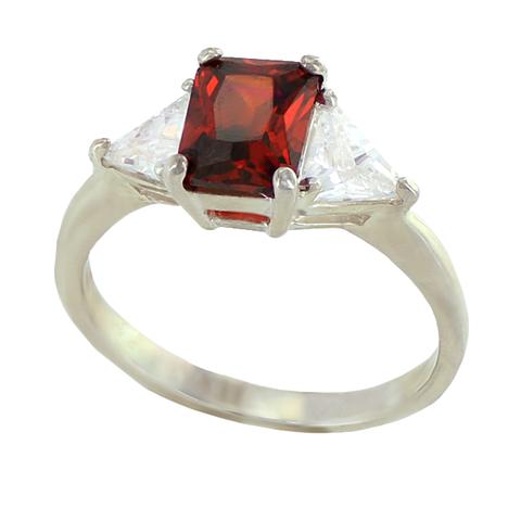 زفاف - Passion Potion - Sizzling Garnet and Clear Cubic Zirconia's Sterling Silver Comfort-Fit Engagement Ring