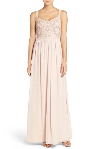 Mariage - Adrianna Papell Embellished Bodice Chiffon Gown 