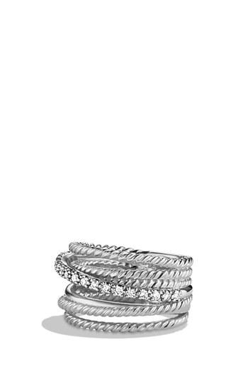 زفاف - David Yurman 'Crossover' Wide Ring with Diamonds 