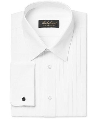 Wedding - Michelsons Michelsons Men&#039;s Classic-Fit Pleated Point Collar Tuxedo Shirt with French Cuffs