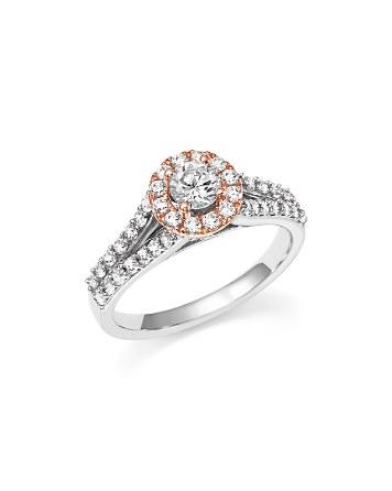 زفاف - Bloomingdale&#039;s Diamond Halo Engagement Ring in 14K White and Rose Gold, 1.0 ct. t.w.
