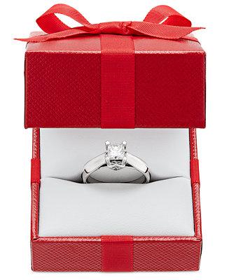 زفاف - Macy&#039;s Certified Diamond Solitaire Engagement Ring (1 ct. t.w.) in 14k White or Two-Tone Gold