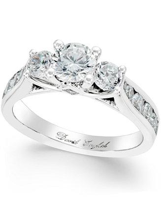 Wedding - Macy&#039;s Diamond Three-Stone Engagement Ring (2 ct. t.w.) in 14k White Gold