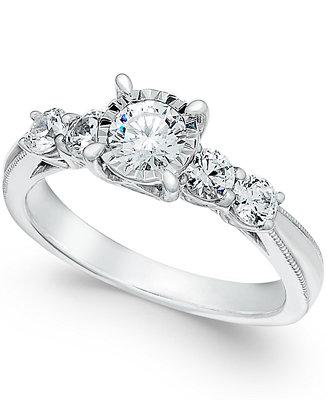 زفاف - TruMiracle TruMiracle Diamond Engagement Ring in 14k White Gold (1 ct. t.w.)