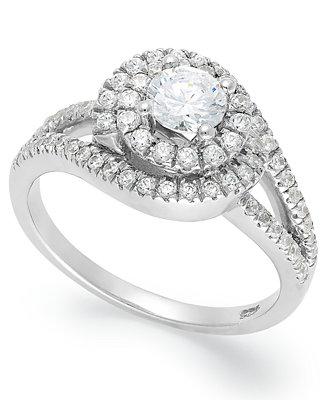 Hochzeit - Diamond Swirl Engagement Ring in 14k White Gold (1 ct. t.w.)