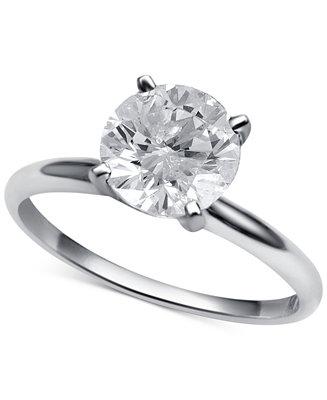 زفاف - Macy&#039;s Diamond Round Solitaire Engagement Ring (1-1/2 ct. t.w.) in 14k White Gold
