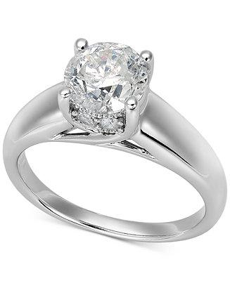 زفاف - Certified Diamond Solitaire Engagement Ring in 14k White Gold (1-1/2 ct. t.w.)