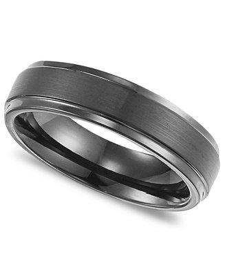 Hochzeit - Triton Triton Men&#039;s Black Tungsten Carbide Ring, Comfort Fit Wedding Band (6mm)