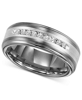 زفاف - Triton Triton Men&#039;s Diamond Wedding Band in Tungsten Carbide (1/4 ct. t.w.)
