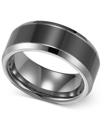 زفاف - Triton Triton Men&#039;s Tungsten Carbide and Ceramic Ring, 8mm Wedding Band