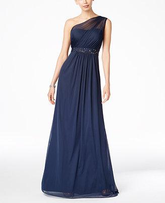 Wedding - Adrianna Papell Embellished One-Shoulder Gown