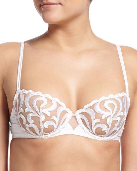 Mariage - Look Embroidered Demi Bra, White