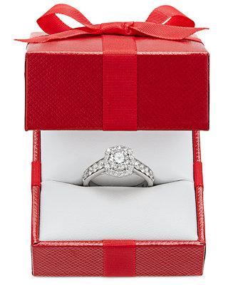 Hochzeit - Diamond Halo Ring in 14k White Gold (1-1/2 ct. t.w.)