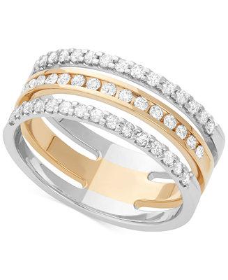 Wedding - Diamond Three Row Channel-Set Band (1/2 ct. t.w.) in 14k White and Yellow Gold