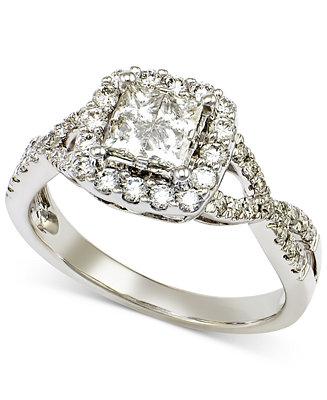 Hochzeit - Macy&#039;s Diamond Quad Twist Engagement Ring (1 ct. t.w.) in 14k White Gold