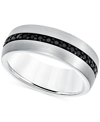 Hochzeit - Black Sapphire Band (7/8 ct. t.w.) in White Tungsten Carbide