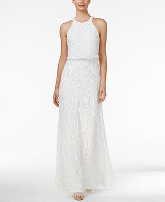 Mariage - Adrianna Papell Adrianna Papell Sequined Blouson Halter Gown