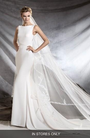 Hochzeit - Pronovias Oliana Embroidered Crepe Mermaid Gown (In Stores Only) 