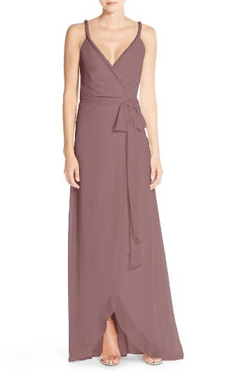 Mariage - Ceremony by Joanna August 'Parker' Twist Strap Chiffon Wrap Gown