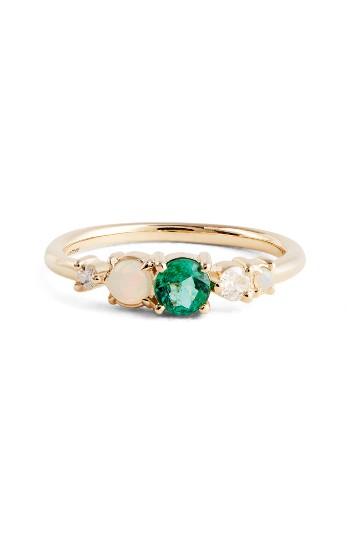 زفاف - MOCIUN Emerald, Opal & Diamond Ring 