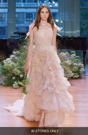 Mariage - Monique Lhuillier Ballad Surplice Tulle & Organza High/Low Gown (In Stores Only) 
