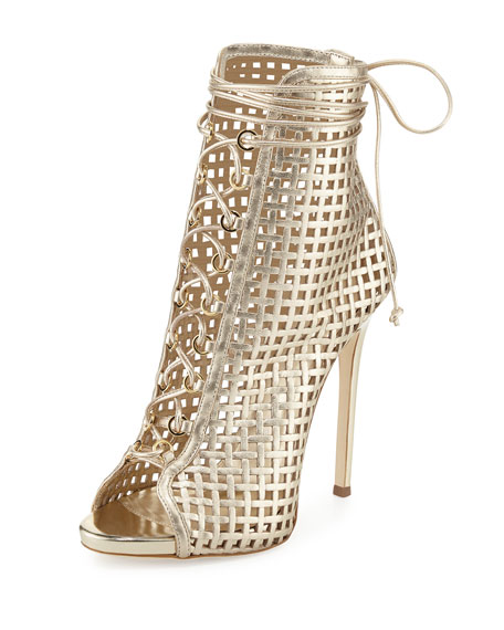 Wedding - Coline Caged 110mm Bootie, Gold